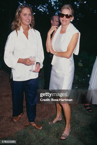 Patricia Duff and Lauren Hutton attend the annual art benefit for Wilson's Long Island art center, Watermill, New York, 2007.