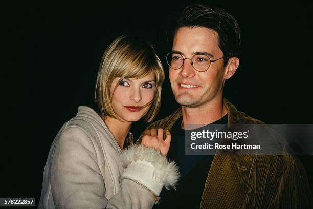 Canadian fashion model Linda Evangelista with her partner, actor Kyle MacLachlan at Irving Plaza, New York City, USA, circa 1995.