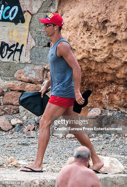 Real Madrid football player Cristiano Ronaldo is seen on July 20, 2016 in Ibiza, Spain.