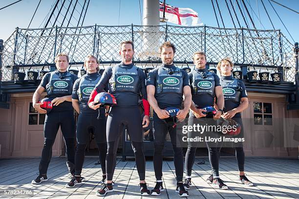 LandRover BAR, British America's Cup team skippered by Ben Ainslie with team mates Paul Campbell-James, Ed Powys, Matt Cornwell, Nick Hutton and...