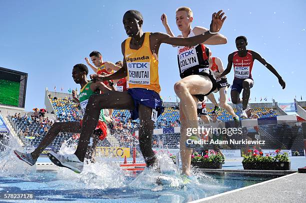 Albert Chemutai from Uganda competes in men's 3000 metres steeplechase during the IAAF World U20 Championships at the Zawisza Stadium on July 21,...