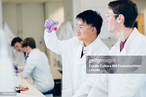 science students working in laboratory - cultura orientale photos et images de collection