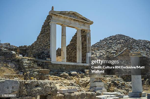 temple of isis, delos island, greece - delos stock-fotos und bilder