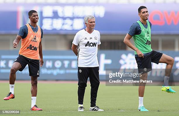 Manager Jose Mourinho of Manchester United in action during a first team training session as part of their pre-season tour of China at Shanghai...
