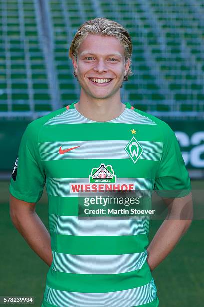 Jesper Verlaat poses during the offical team presentation of Werder Bremen II on July 20, 2016 in Bremen, Germany.