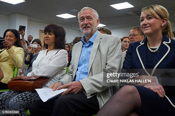 Jeremy Corbyn , leader of the opposition British Labour Party prepares to address a press conference in London on July 21, 2016 to launch his...