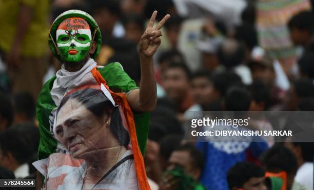 Hundreds of thousands of Indian Trinamool Congress Party supporters attend a mass meeting addressed by West Bengal chief minister and TMC chief...