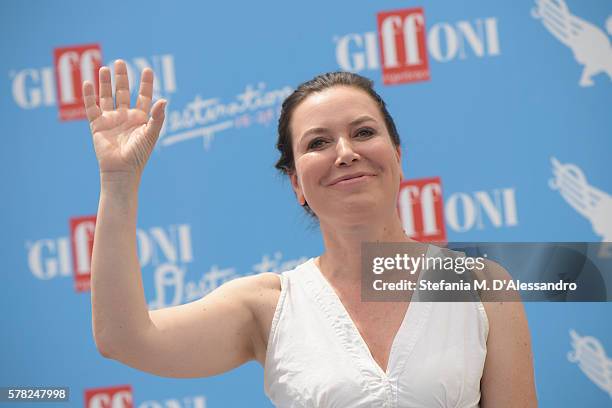 Sabina Guzzanti attends the Giffoni Film Festival photocall on July 21, 2016 in Giffoni Valle Piana, Italy.