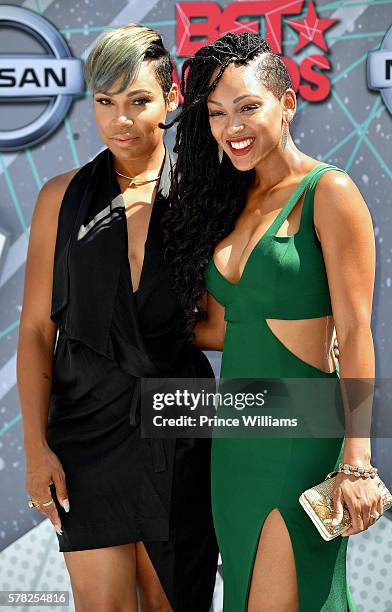 La'Myia Good and Meagan Good attend the 2016 BET awards at Microsoft Theater on June 26, 2016 in Los Angeles, California.