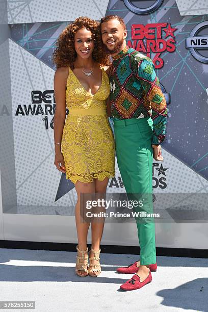 Jidenna and Rosalyn Gold-Onwude attend the 2016 BET awards at Microsoft Theater on June 26, 2016 in Los Angeles, California.