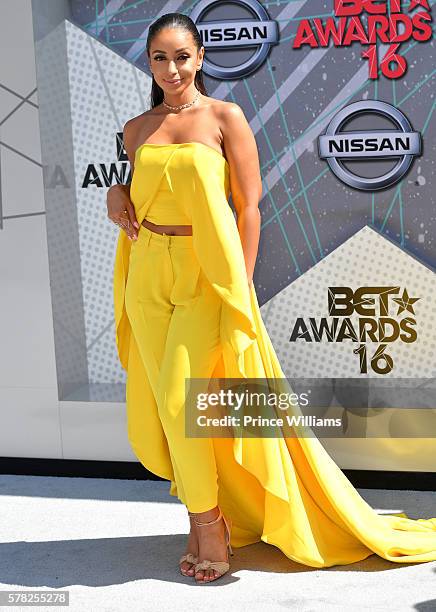 Singer Mya attends the 2016 BET awards at Microsoft Theater on June 26, 2016 in Los Angeles, California.