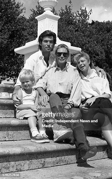 Pierce Brosnan and his family at Tinakilly house, Rathnew, County Wicklow, .