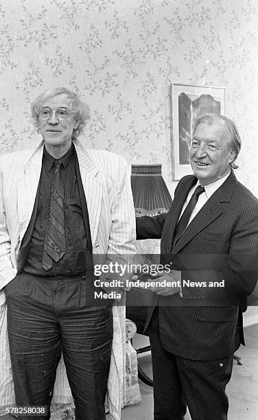 Richard Harris pays a courtesy visit to An Taoiseach Charles Haughey in Governmant Buildings in Dublin, .