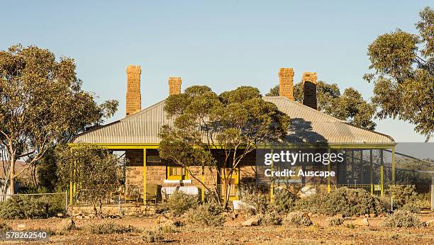Stone cottage in Beltana. The town was established in the 1870s with nearby copper mining. It grew with the arrival of the Overland Telegraph Line...