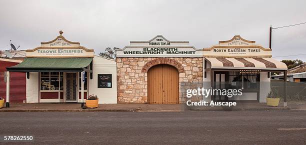 Old shop fronts in Main Street once housing the offices of the Terowie Enterprise newspaper and the North Eastern Times newspaper, and in the center,...