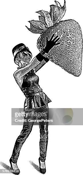 well dressed woman celebrating fruit - positive healthy middle age woman stock illustrations