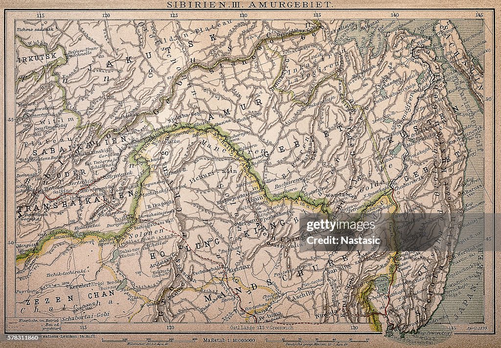 Siberia map, the Amur region