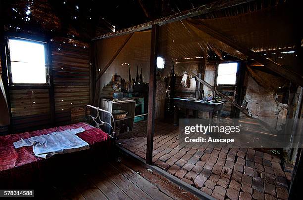 Interior of a former miner's cottage in a ghost town, Gwalia was a gold-mining town, Underground mining began in 1897 at the Sons of Gwalia mine that...