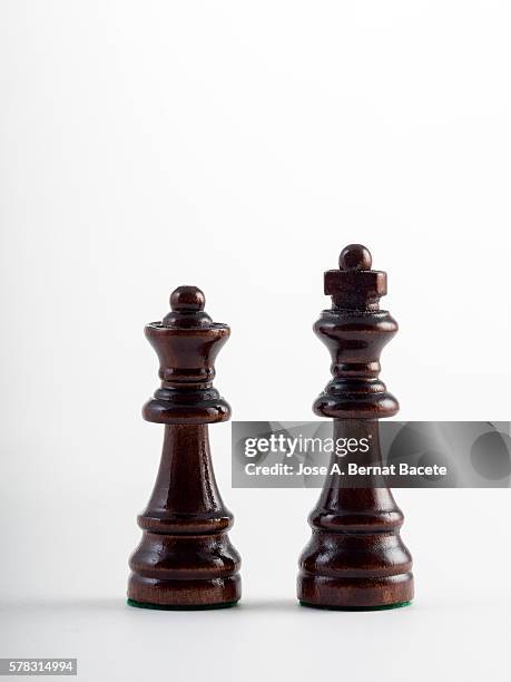 king and queen of chess on a white bottom - chess king stockfoto's en -beelden