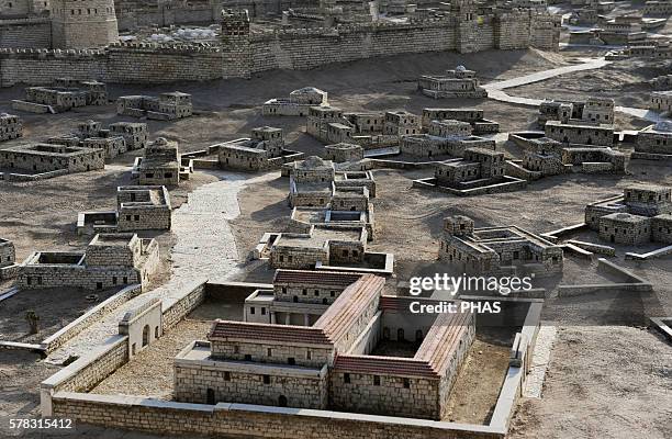 Model of the city of Jerusalem and the so-called Second Temple destroyed by the Romans in 70 AD. Israel. Scale 1:50.