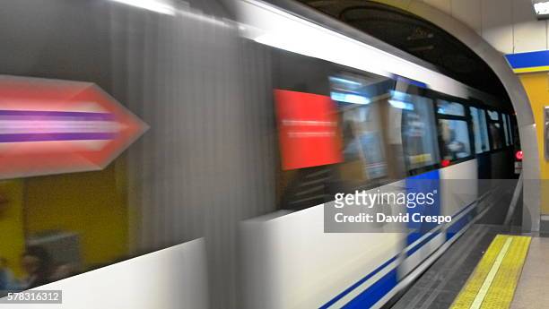 metro de madrid - train front view stock pictures, royalty-free photos & images