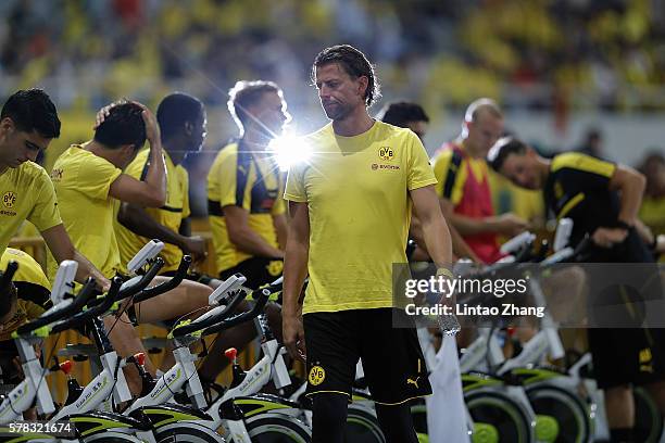 Goal keeper Roman Weidenfeller looks on during the team of Borussia Dortmund at a training session before the International Champions Cup China...