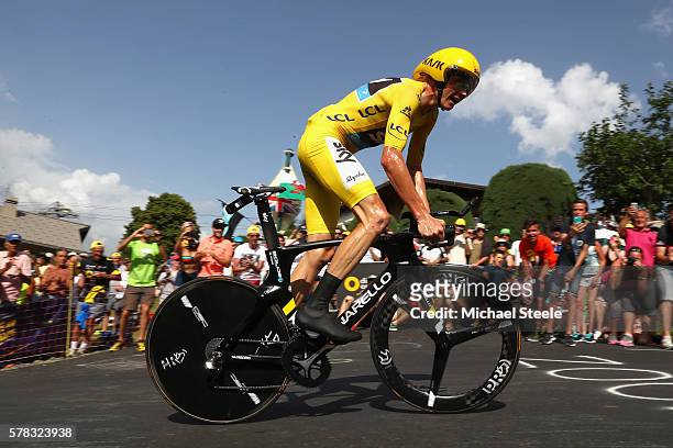 Chris Froome of Great Britain and Team Sky rides during stage eighteen of the 2016 Le Tour de France, from Sallanches to Megeve on July 21, 2016 in...