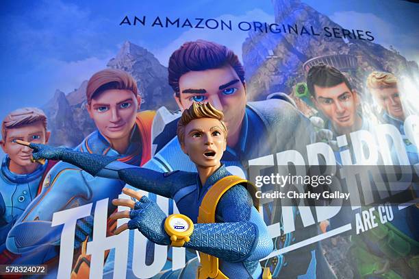 General view of the "Thunderbirds are Go" booth in the Amazon Village at San Diego Comic-Con at San Diego Convention Center on July 21, 2016 in San...