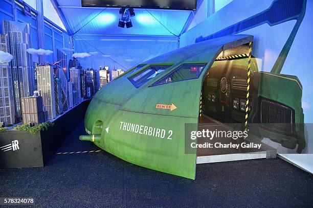 General view of the "Thunderbirds are Go" booth in the Amazon Village at San Diego Comic-Con at San Diego Convention Center on July 21, 2016 in San...