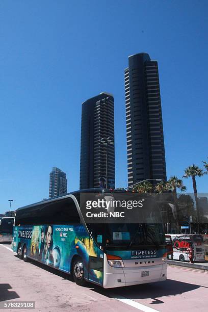 At Comic-Con" -- Pictured: "Timeless" Bus Wrap --