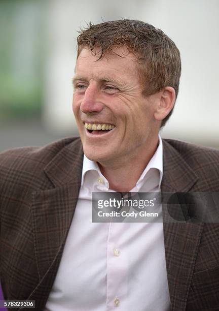 Dublin , Ireland - 21 July 2016; Trainer Johnny Murtagh after sending out Windsor Beach to win the Morocco Sorec Apprentice Handicap during the...
