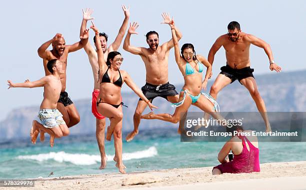 Eva Longoria , her husband Jose Baston , Maria Bravo and her husband Jean Dusset and Amaury Nolasco are seen on July 20, 2016 in Formentera, Spain.
