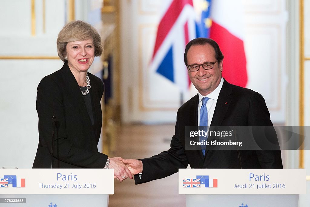 UK Prime Minister Theresa May Meets France's President Francois Hollande