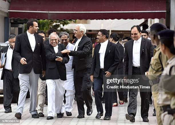 Congress leader and Lawyer Salman Khurshid along with others lawyers coming out after meeting with Election Commissioner at Election Commission...