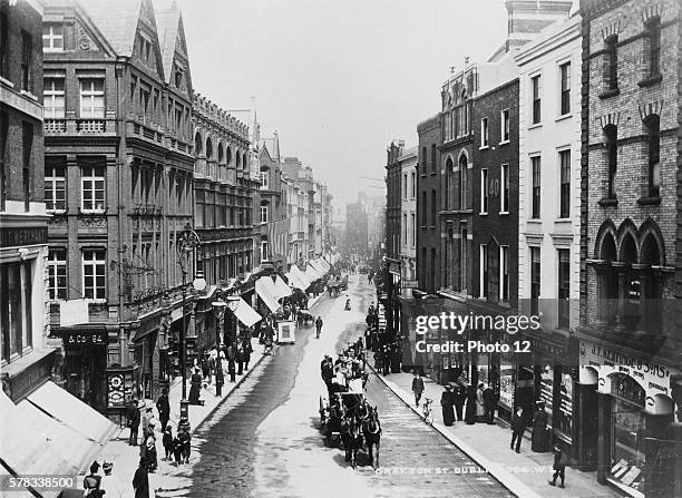 Grafton Street in Dublin. Photograph taken in 1892, Private collection.