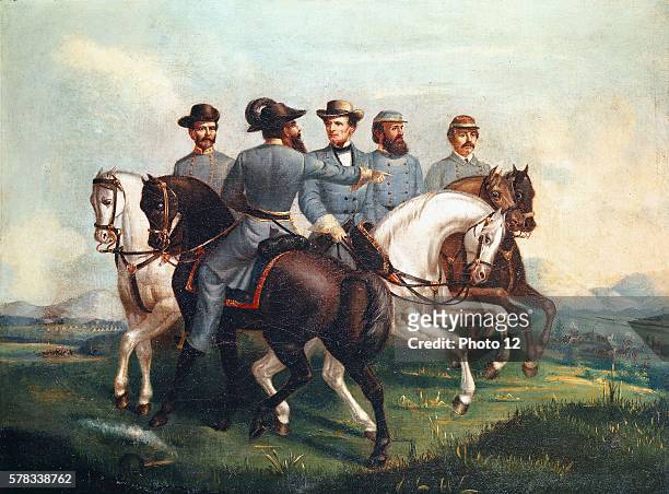 Anonymous American school Confederate. Generals after the first battle of Bull Run: Jefferson Davis , P. G. Beauregard, Stonewall Jackson, Jebs...