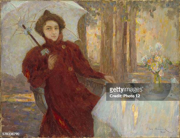 Henri Le Sidaner French school. Woman with an umbrella, Femme a l'ombrelle, 1896. Oil on canvas Private collection.