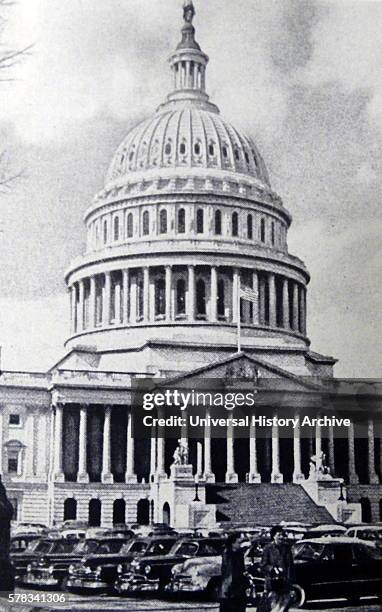 Photographic print of the exterior of the United States Capitol, the seat of the United States Congress, the legislative branch of the U.S. Federal...