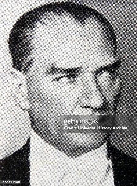 Photographic portrait of Mustafa Kemal Ataturk a Turkish army officer, revolutionary, and President of Turkey. Dated 20th Century.