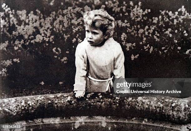 Photograph of Princess Elizabeth in the garden at Glamis Castle. Dated 20th Century.