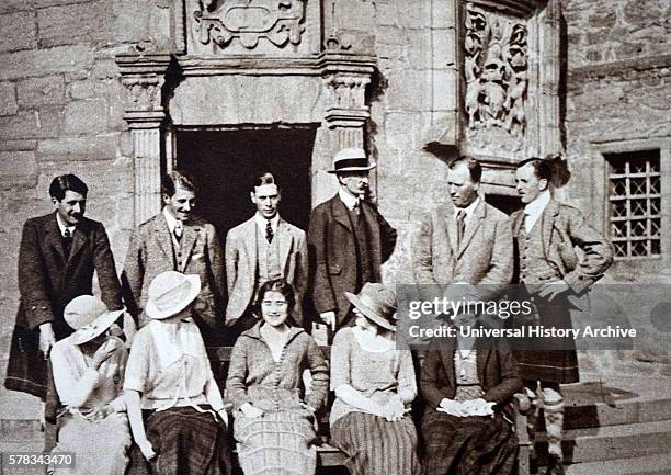 Photograph of Prince Albert Frederick Arthur George with the Earl of Strathmore's shooting party, at Glamis Castle. Dated 20th Century.