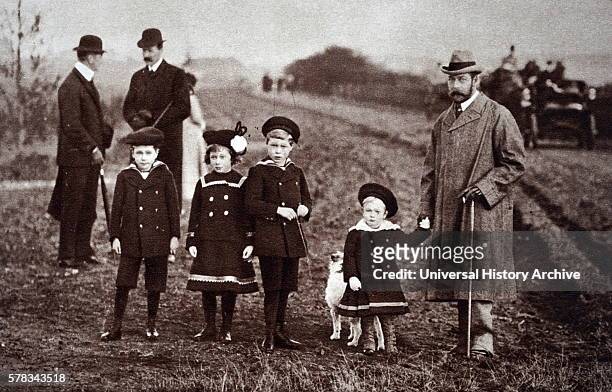Photograph of Prince Albert Frederick Arthur George , Prince Henry, Duke of Gloucester , Mary, Princess Royal and Countess of Harewood and Prince...