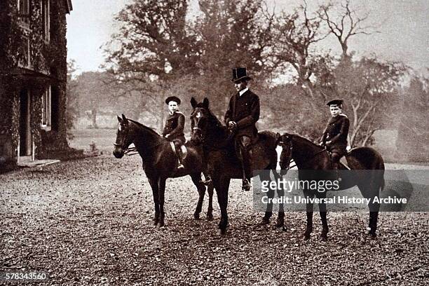 Photograph of Prince Albert Frederick Arthur George and Prince George, Duke of Kent riding in Windsor Park. Dated 20th Century.
