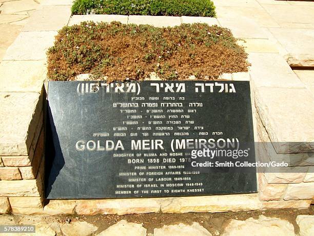 Close up of grave of former Prime Minister of Israel Golda Meir , in Mount Herzl cemetary, Jerusalem, Israel, 2012. .