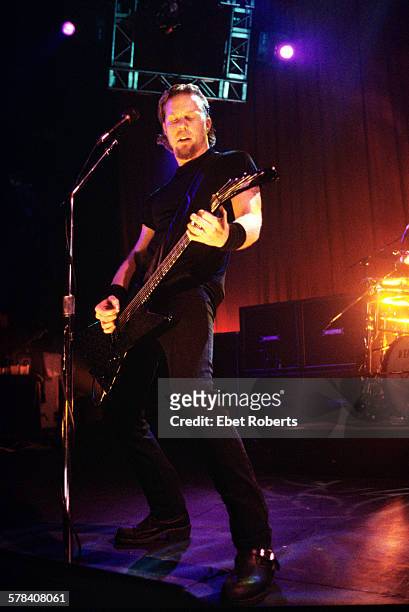 James Hetfield of Metallica performing at Roseland in New York City on November 24, 1998.