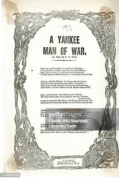 Broadside from the American Civil War, entitled "A Yankee Man of War, " telling the story of a Yankee sailor who leaves his lover, Susy, to fight...