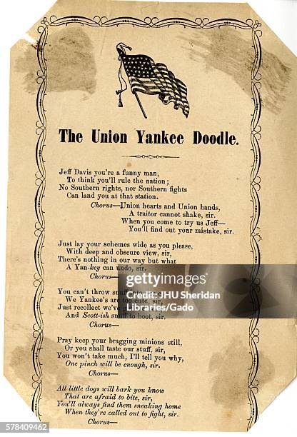 Broadside from the American Civil War, entitled "The Union Yankee Doodle, " expressing enmity for Jefferson Davis and the Confederacy through the...