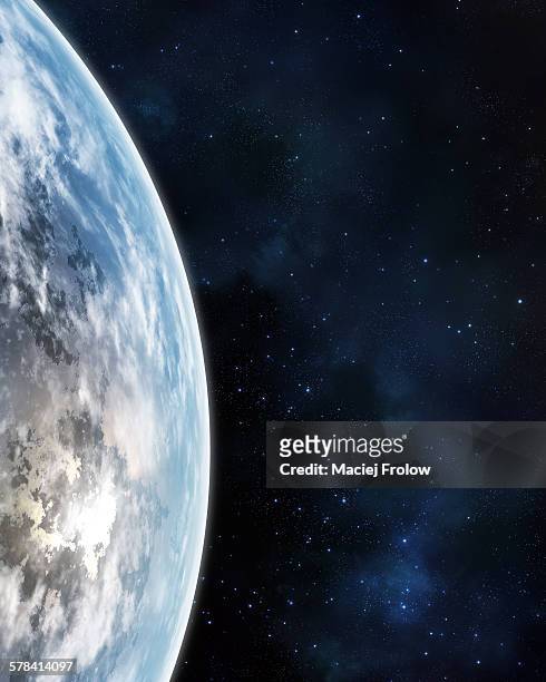 planet seen from space - star field stock illustrations