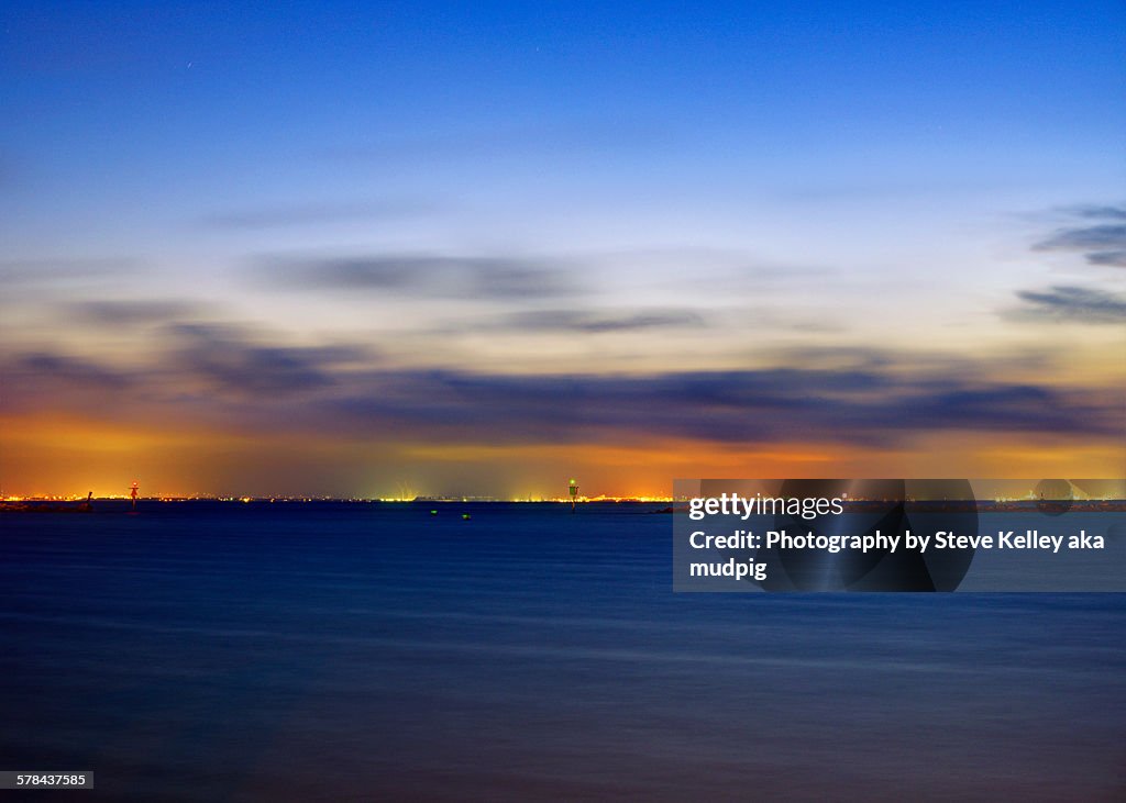 Sunrise lights over gulf of Mexico