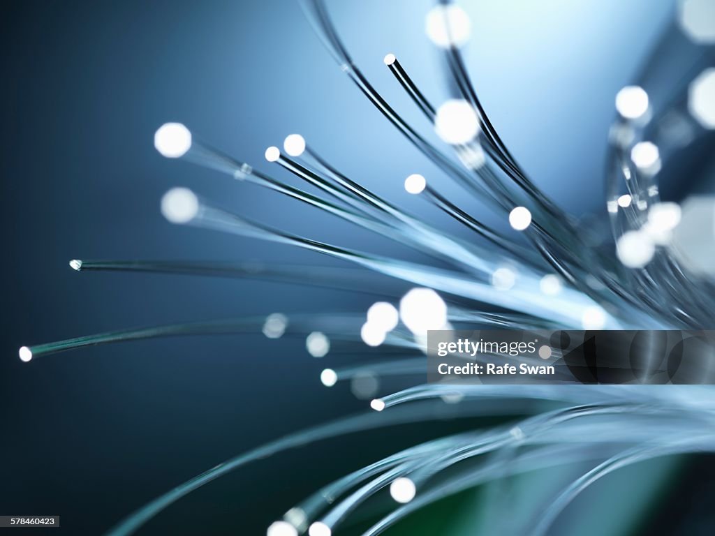 Bundles of illuminated optical fibres used to carry high volumes of data